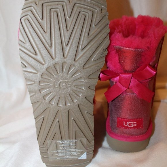 NIB UGG WOMEN'S GLISTEN MINI BAILEY BOW FUSCHIA WINTER BOOTS - Picture 7 of 8